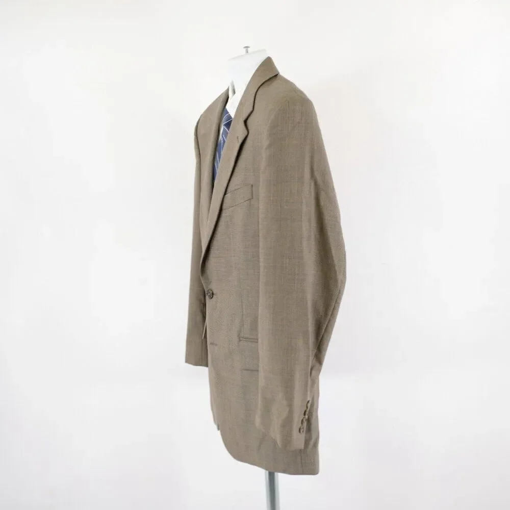 Chaps Ralph Lauren Wool Tan Gray Birdseye Check 40R 2 Button Sport Coat / Blazer